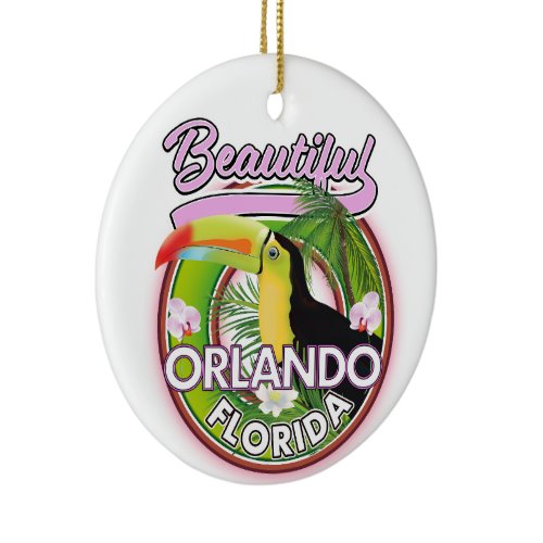 Beautiful Miami Orlando travel logo Ceramic Ornament