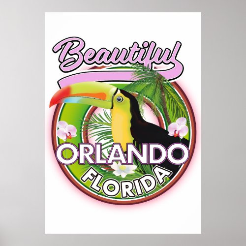  Beautiful Miami Orlando travel logo Poster