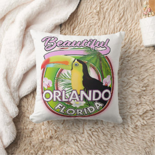 Beautiful Miami Orlando travel logo Throw Pillow