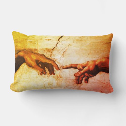 Beautiful Michelangelo Hands Vintage Art Lumbar Pillow