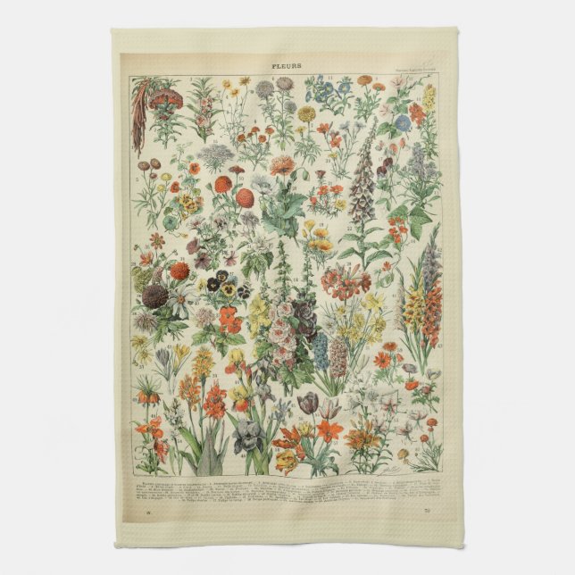 Beautiful Millot Fleur Illistration Print Kitchen Towel (Vertical)
