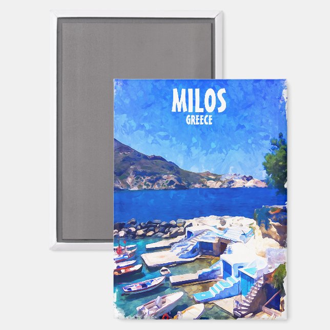 Beautiful Milos Greece Europe Travel Art Magnet (Front/Back)
