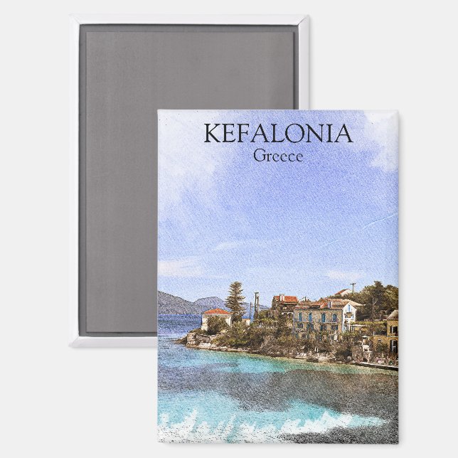 Beautiful Minimal Kefalonia Greece Painting Magnet (Front/Back)