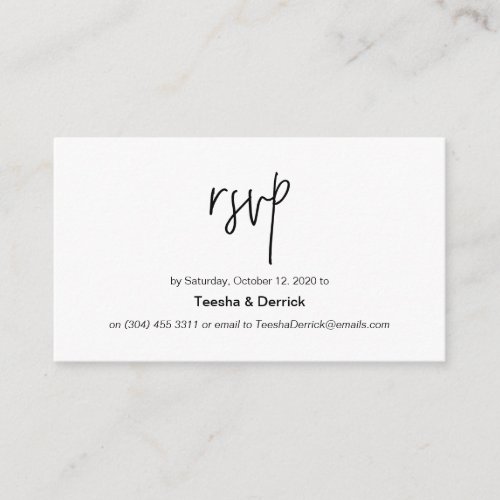 Beautiful minimalism black ink Wedding RSVP Enclosure Card