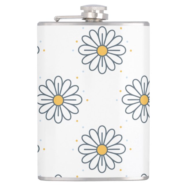 Beautiful, minimalist daisies flask (Front)