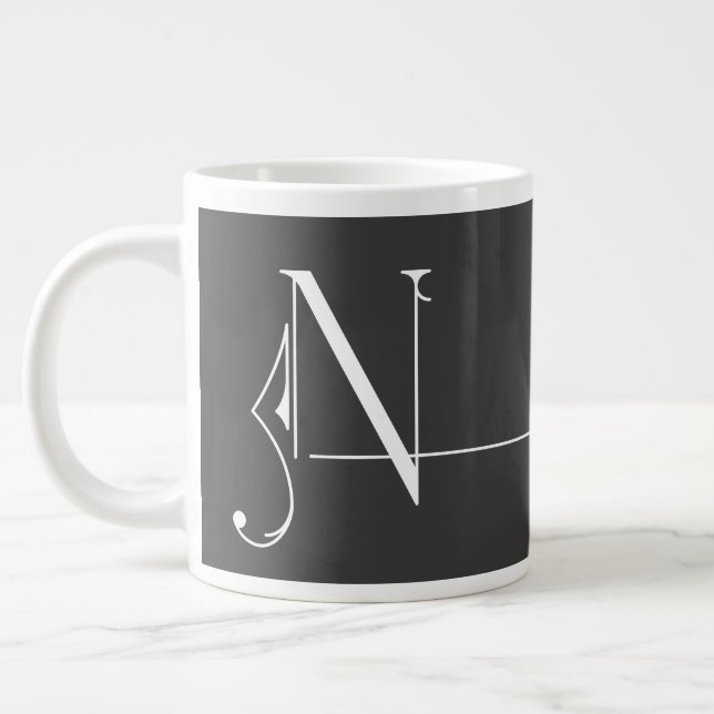 Beautiful Minimalist Elegant Monogram N Giant Coffee Mug (Left)