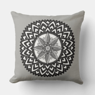 Beautiful, Minimalist, Mandela Design Gray Throw Pillow