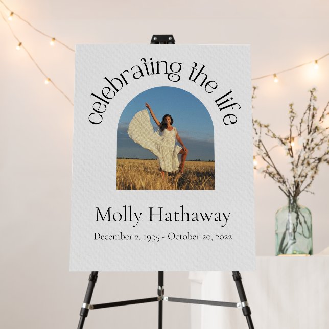 Beautiful Minimalist Photo Memorial Funeral Sign (In Situ (Stand))