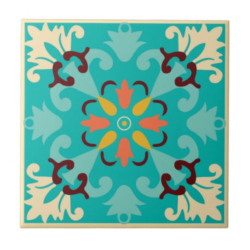  Beautiful mint and yellow Azulejos  Ceramic Tile