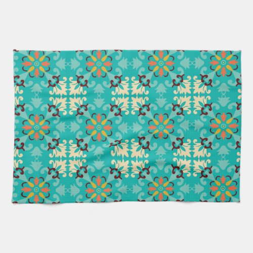  Beautiful mint and yellow Azulejos   Kitchen Towel