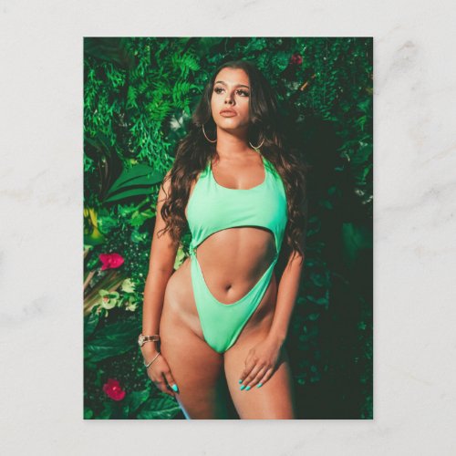 Beautiful mint green bikini Fashion model postcard
