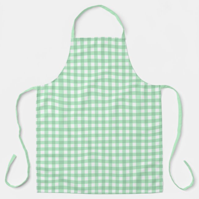 Beautiful Mint Green White Gingham Check Apron (Front)