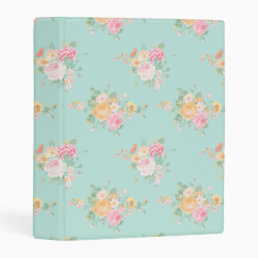 beautiful, mint,shabby chic, country chic, floral, mini binder