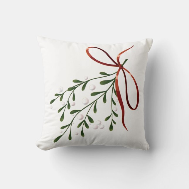 Beautiful Mistletoe Throw Pillow (Front)