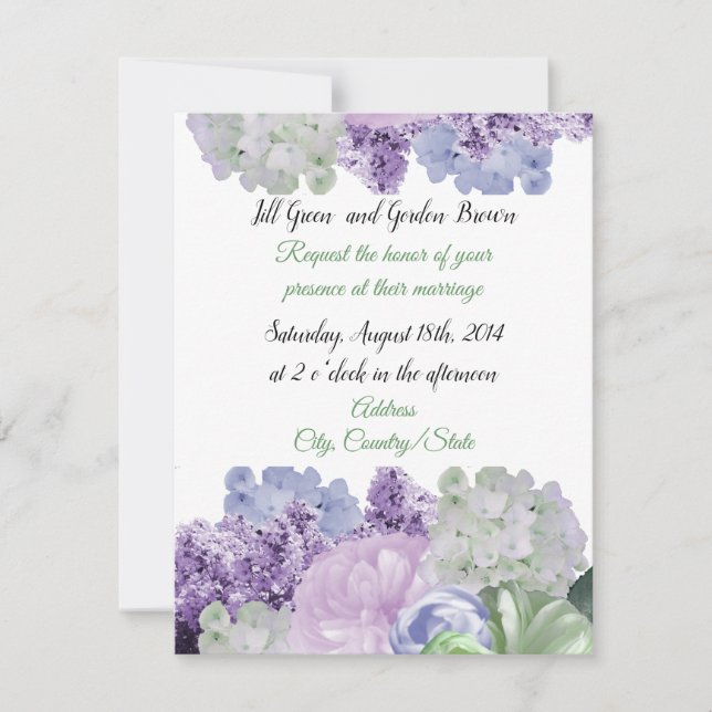 Beautiful Mixed Florals Wedding Invitation (Front)