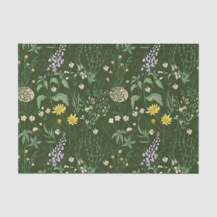 Beautiful Mixed Pastel Wildflowers Green Tissue Paper