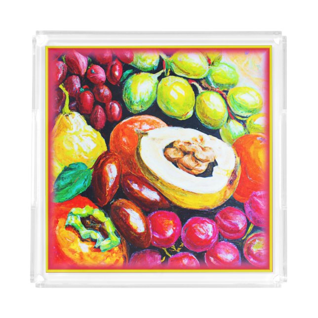 Beautiful Mixture of Grape Fruit Painting. Buy Now Acrylic Tray (Front)