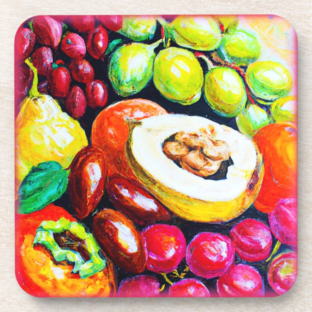 Beautiful Mixture of Grape Fruit Painting. Buy Now Beverage Coaster (Front)