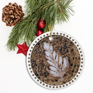 Beautiful Mocha Floral Leaf Art Tree Ceramic Ornament