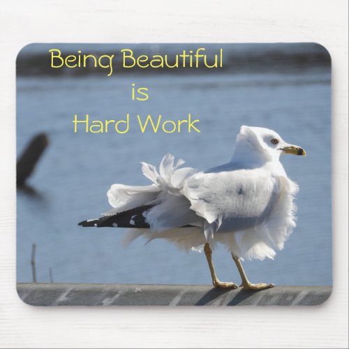 Beautiful Model Sea Gull _ Ruffled Feathers Mouse Pad