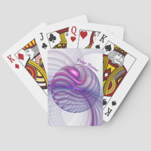 Beautiful Modern Abstract Fractal Art Pink Name Poker Cards