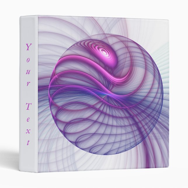 Beautiful Modern Abstract Fractal Art Pink Text 3 Ring Binder (Front/Spine)