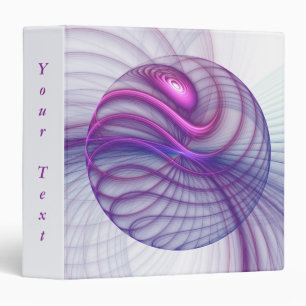 Beautiful Modern Abstract Fractal Art Pink Text 3 Ring Binder
