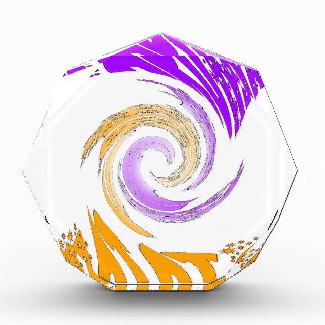 Beautiful Modern Art Design: Purple and Gold Whirl Acrylic Award (Front)