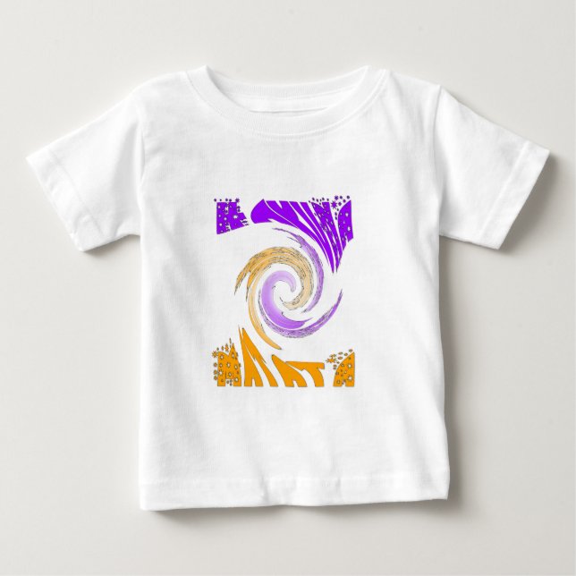 Beautiful Modern Art Design: Purple and Gold Whirl Baby T-Shirt (Front)