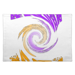 Beautiful Modern Art Design: Purple and Gold Whirl Cloth Placemat