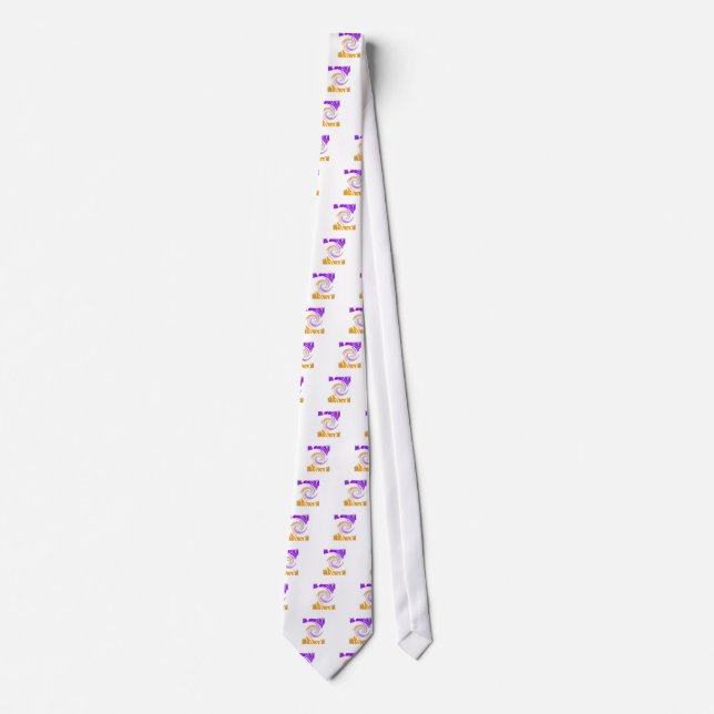 Beautiful Modern Art Design: Purple and Gold Whirl Neck Tie (Front)