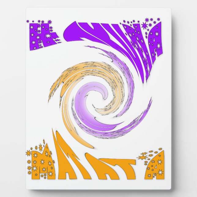 Beautiful Modern Art Design: Purple and Gold Whirl Plaque (Front)
