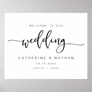 Beautiful Modern Black typeface, Wedding Welcome Poster
