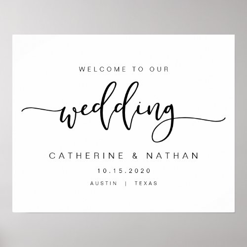 Beautiful Modern Black typeface Wedding Welcome Poster