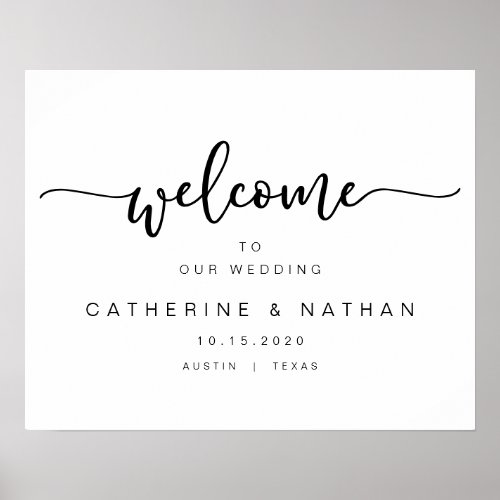 Beautiful Modern Black typeface Wedding Welcome Poster