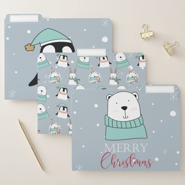 Beautiful Modern Christmas Animals File Folder (Set)
