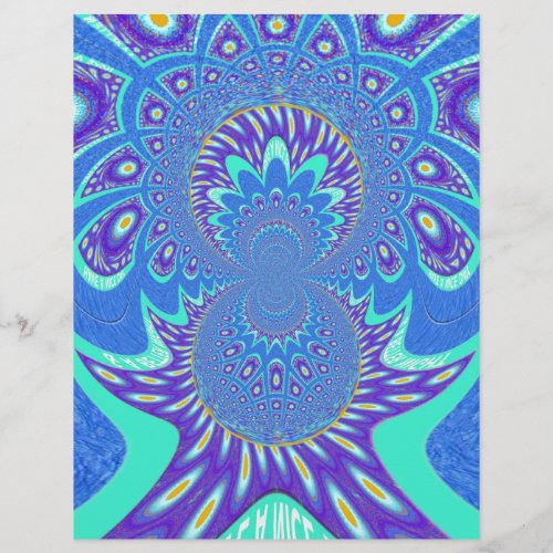 Beautiful Modern Cyan Blue batik Kaleidoscope Art