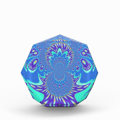 Beautiful Modern Cyan Blue batik Kaleidoscope Art Award