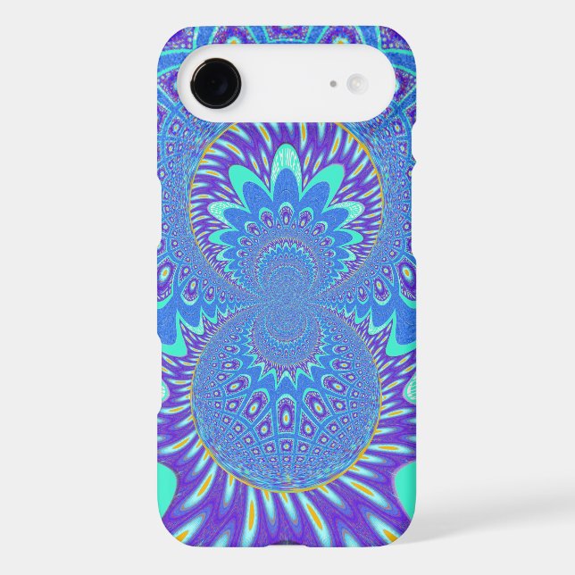 Beautiful Modern Cyan Blue batik Kaleidoscope Art Case-Mate iPhone Case (Back)