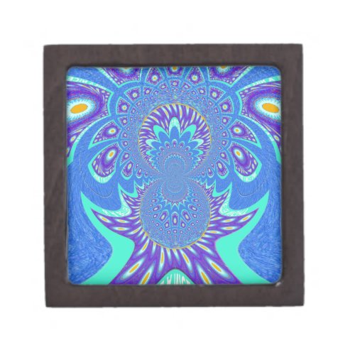 Beautiful Modern Cyan Blue batik Kaleidoscope Art Gift Box