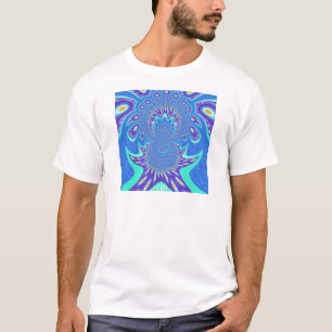 Beautiful Modern Cyan Blue batik Kaleidoscope Art T-Shirt