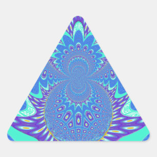 Beautiful Modern Cyan Blue batik Kaleidoscope Art Triangle Sticker