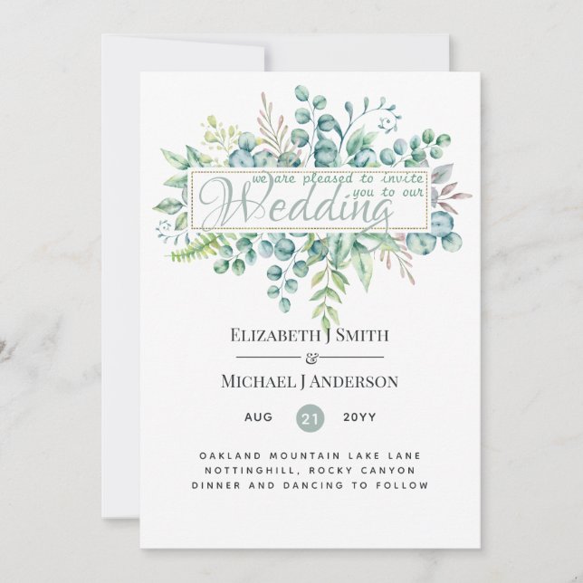 Beautiful Modern Eucalyptus Greenery Wedding (Front)