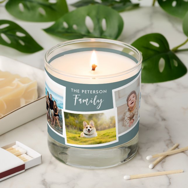 Beautiful Modern Family 6 Photo  Scented Candle (Lit)