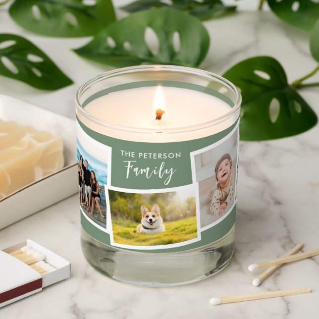 Beautiful Modern Family 6 Photo  Scented Candle (Lit)