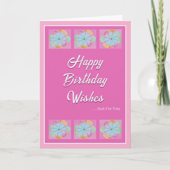 Beautiful Modern Flower Fun Trendy Birthday Card (Front)