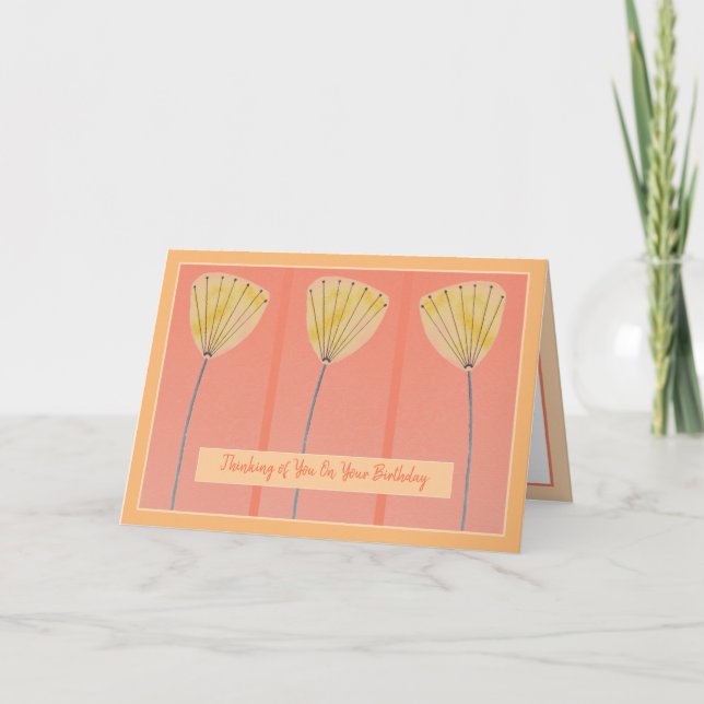 Beautiful Modern Flower Fun Trendy Thinking of You Card (Front)