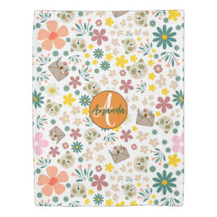 Beautiful modern girly flower pattern monogram duvet cover