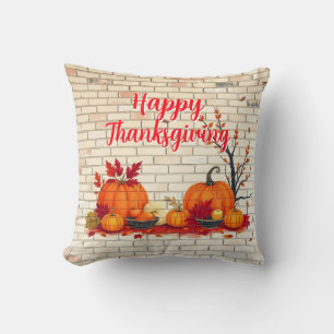 Beautiful Modern Happy Thanksgiving Fall Throw Pillow