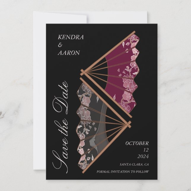 Beautiful Modern Japanese Wedding Save The Date Invitation (Front)